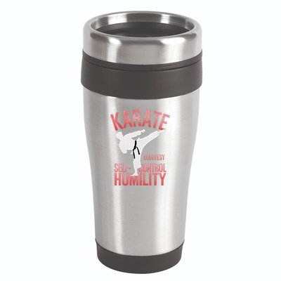 Karate Silhouette Courtesy & Discipline 16oz Travel Tumbler