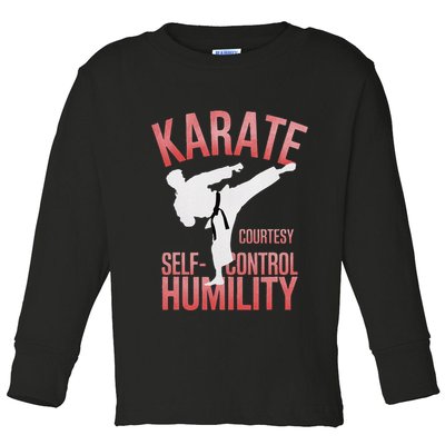 Karate Silhouette Courtesy & Discipline Toddler Long Sleeve Shirt