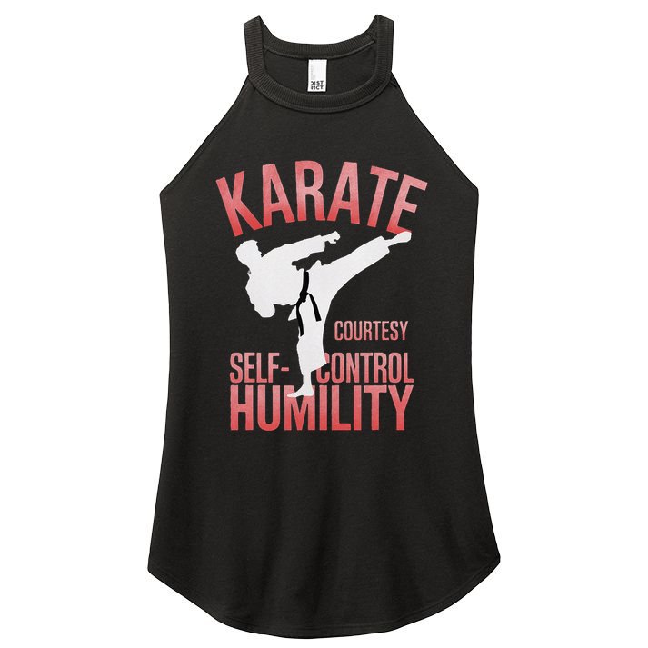 Karate Silhouette Courtesy & Discipline Women's Perfect Tri Rocker Tank