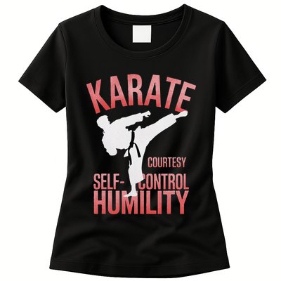 Karate Silhouette Courtesy & Discipline Womens T-Shirt