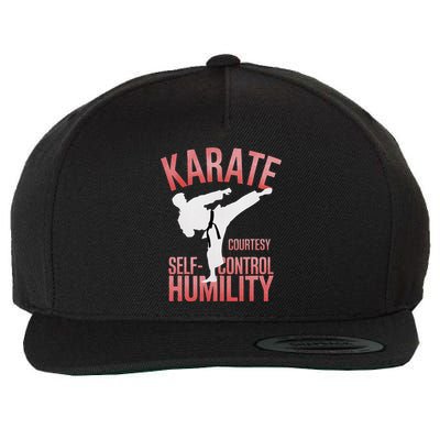 Karate Silhouette Courtesy & Discipline Wool Snapback Cap