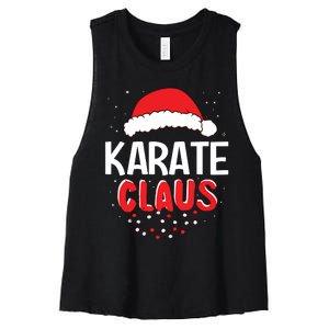 Karate Santa Claus Christmas Matching Costume Women's Racerback Cropped Tank