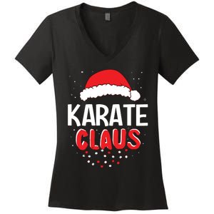 Karate Santa Claus Christmas Matching Costume Women's V-Neck T-Shirt