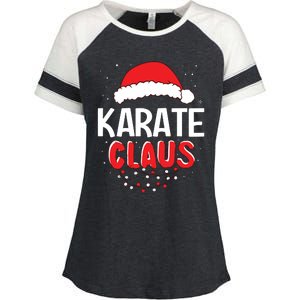 Karate Santa Claus Christmas Matching Costume Enza Ladies Jersey Colorblock Tee