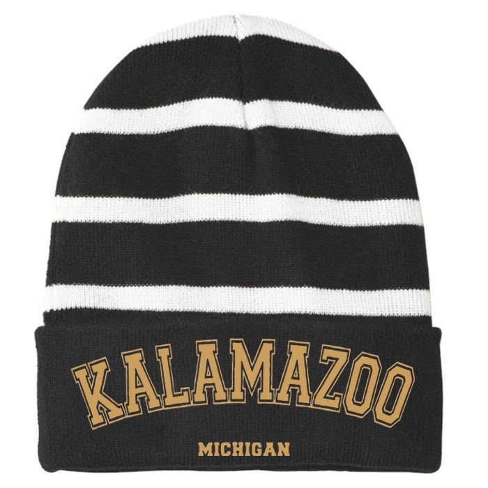 Kalamazoo Sports College Style On Kalamazoo Striped Beanie with Solid Band