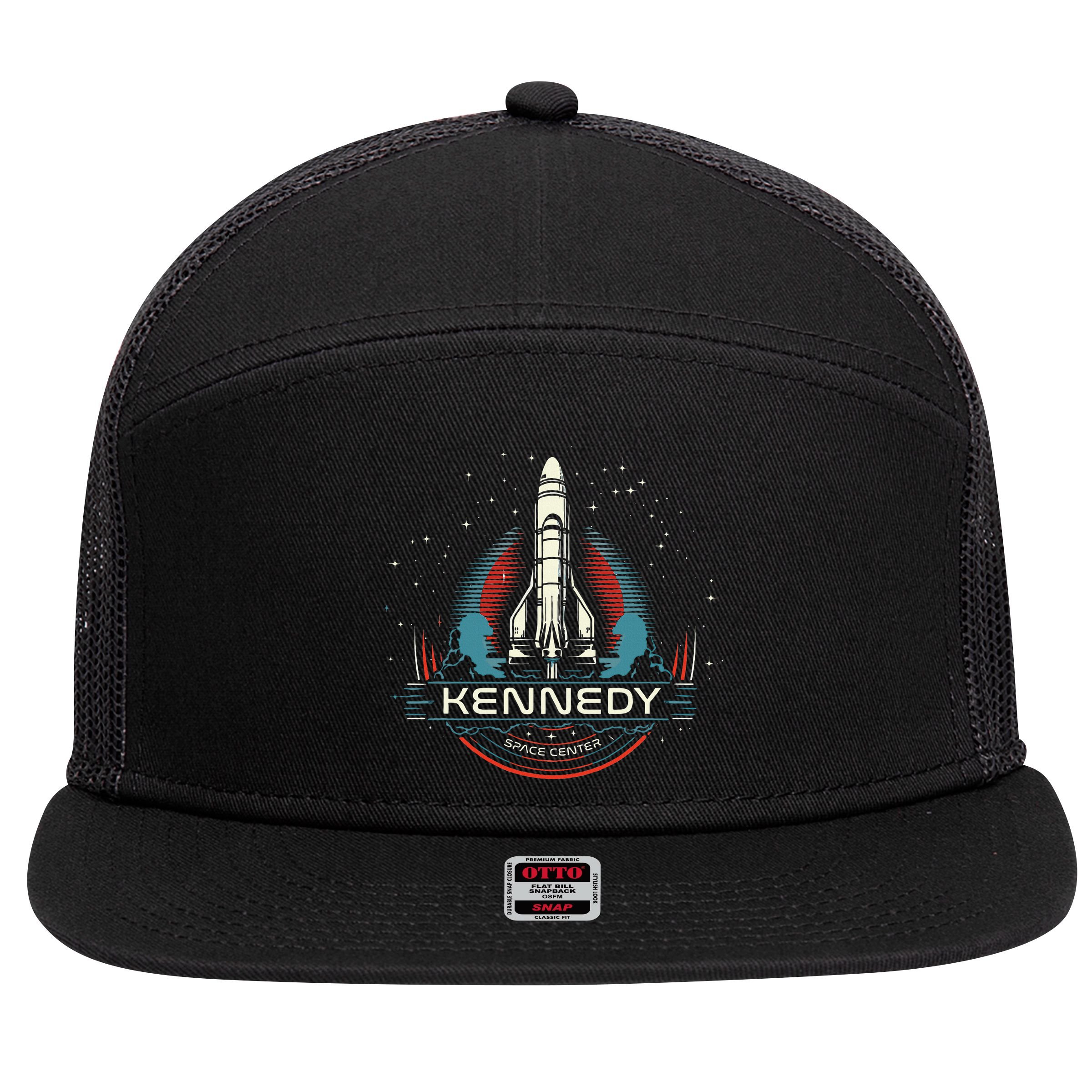 Kennedy Space Center Merritt Island Florida Shuttle 7 Panel Mesh Trucker Snapback Hat