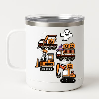 Kids Spooky Construction Trucks Halloween Costume Boy 12 oz Stainless Steel Tumbler Cup