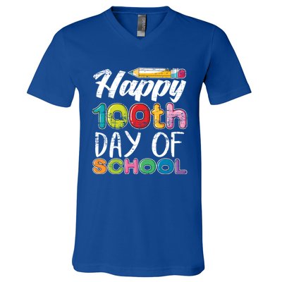 Kindergarten School Drawing Gift 100 Days Of School Gift V-Neck T-Shirt