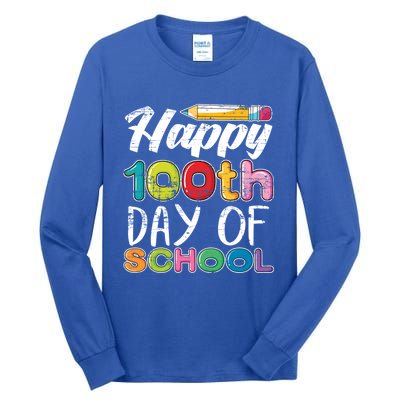 Kindergarten School Drawing Gift 100 Days Of School Gift Tall Long Sleeve T-Shirt