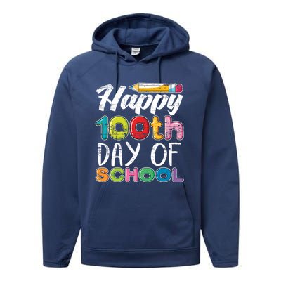 Kindergarten School Drawing Gift 100 Days Of School Gift Performance Fleece Hoodie