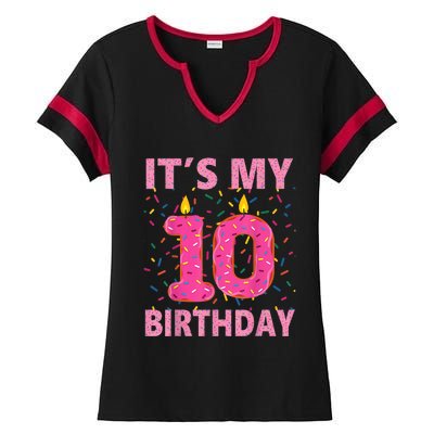 K.i.d.s Sweet donut It's My 10th Birthday Shirt 10 Yrs Old Gift Ladies Halftime Notch Neck Tee