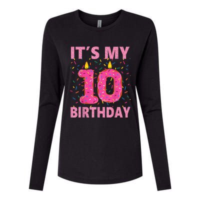 K.i.d.s Sweet donut It's My 10th Birthday Shirt 10 Yrs Old Gift Womens Cotton Relaxed Long Sleeve T-Shirt