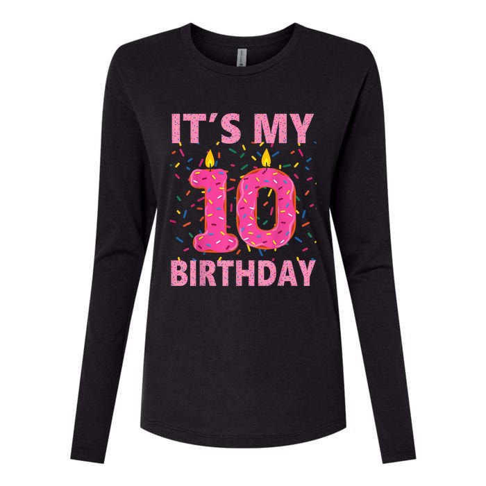 K.i.d.s Sweet donut It's My 10th Birthday Shirt 10 Yrs Old Gift Womens Cotton Relaxed Long Sleeve T-Shirt