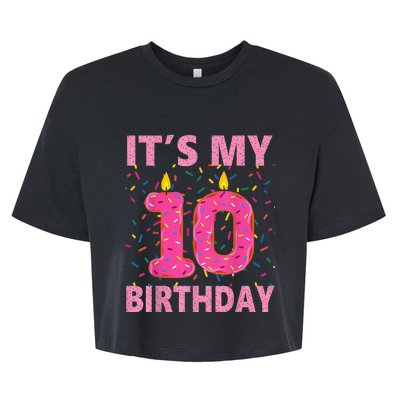 K.i.d.s Sweet donut It's My 10th Birthday Shirt 10 Yrs Old Gift Bella+Canvas Jersey Crop Tee