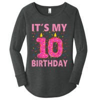 K.i.d.s Sweet donut It's My 10th Birthday Shirt 10 Yrs Old Gift Women's Perfect Tri Tunic Long Sleeve Shirt