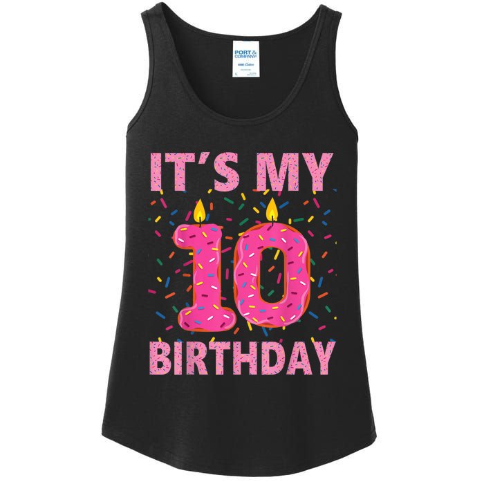 K.i.d.s Sweet donut It's My 10th Birthday Shirt 10 Yrs Old Gift Ladies Essential Tank