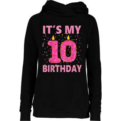 K.i.d.s Sweet donut It's My 10th Birthday Shirt 10 Yrs Old Gift Womens Funnel Neck Pullover Hood