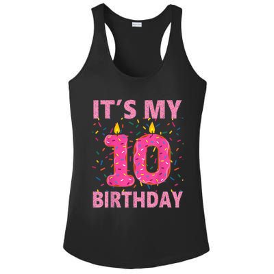 K.i.d.s Sweet donut It's My 10th Birthday Shirt 10 Yrs Old Gift Ladies PosiCharge Competitor Racerback Tank