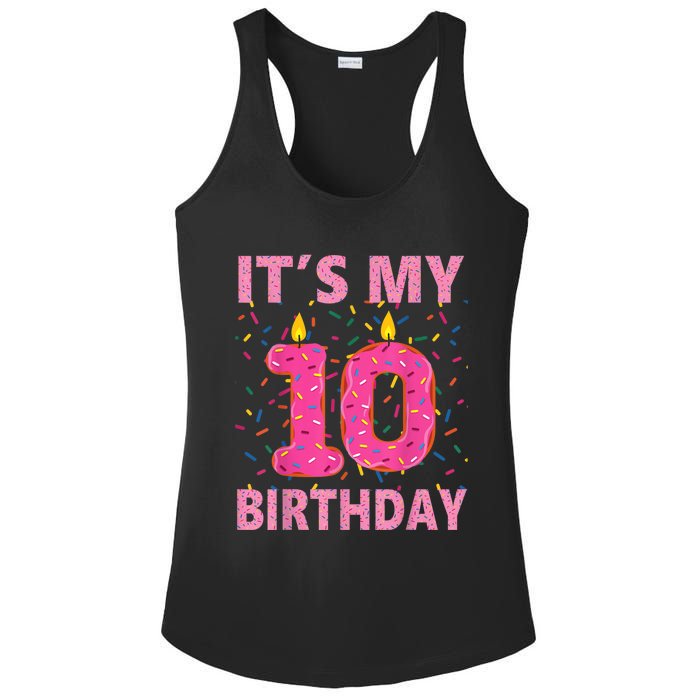 K.i.d.s Sweet donut It's My 10th Birthday Shirt 10 Yrs Old Gift Ladies PosiCharge Competitor Racerback Tank