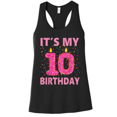 K.i.d.s Sweet donut It's My 10th Birthday Shirt 10 Yrs Old Gift Women's Racerback Tank