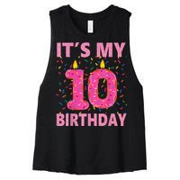 K.i.d.s Sweet donut It's My 10th Birthday Shirt 10 Yrs Old Gift Women's Racerback Cropped Tank