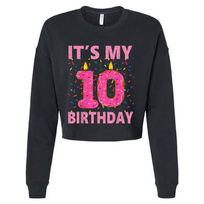 K.i.d.s Sweet donut It's My 10th Birthday Shirt 10 Yrs Old Gift Cropped Pullover Crew