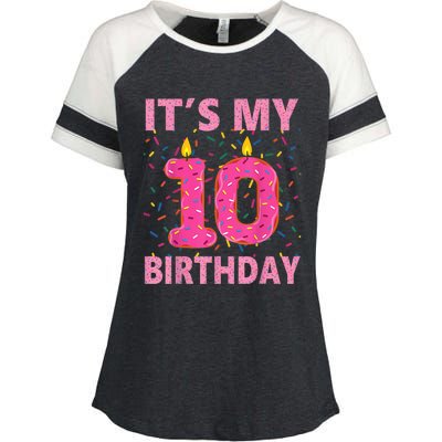 K.i.d.s Sweet donut It's My 10th Birthday Shirt 10 Yrs Old Gift Enza Ladies Jersey Colorblock Tee