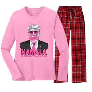 Kamala She Doesn’T Have A Plan Donald Trump Women's Long Sleeve Flannel Pajama Set 