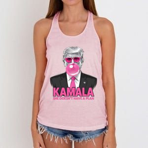 Kamala She Doesn’T Have A Plan Donald Trump Women's Knotted Racerback Tank