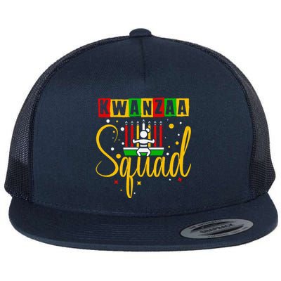 Kwanza Squad Family Christmas Afroamerican Happy Kwanzaa Flat Bill Trucker Hat