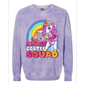 Kindergarten Squad Flossing Unicorn Back To School Colorblast Crewneck Sweatshirt