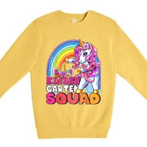 Kindergarten Squad Flossing Unicorn Back To School Premium Crewneck Sweatshirt