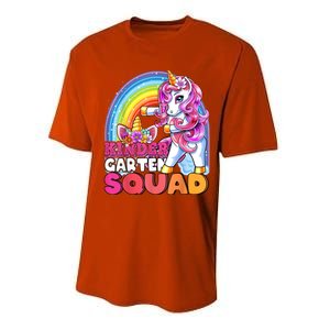 Kindergarten Squad Flossing Unicorn Back To School Performance Sprint T-Shirt