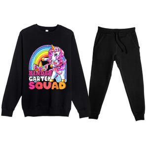 Kindergarten Squad Flossing Unicorn Back To School Premium Crewneck Sweatsuit Set