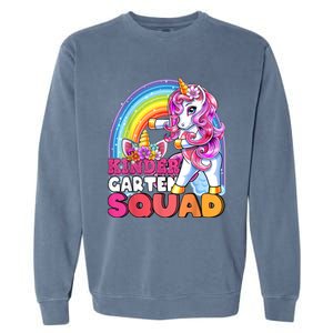 Kindergarten Squad Flossing Unicorn Back To School Garment-Dyed Sweatshirt