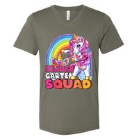 Kindergarten Squad Flossing Unicorn Back To School V-Neck T-Shirt