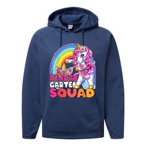 Kindergarten Squad Flossing Unicorn Back To School Performance Fleece Hoodie