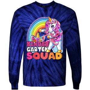 Kindergarten Squad Flossing Unicorn Back To School Tie-Dye Long Sleeve Shirt