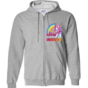 Kindergarten Squad Flossing Unicorn Back To School Full Zip Hoodie