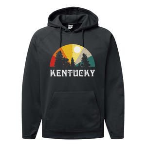 Kentucky Souvenir Forest Evergreen Sunset Nature Lover Performance Fleece Hoodie