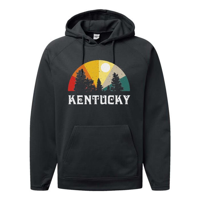 Kentucky Souvenir Forest Evergreen Sunset Nature Lover Performance Fleece Hoodie