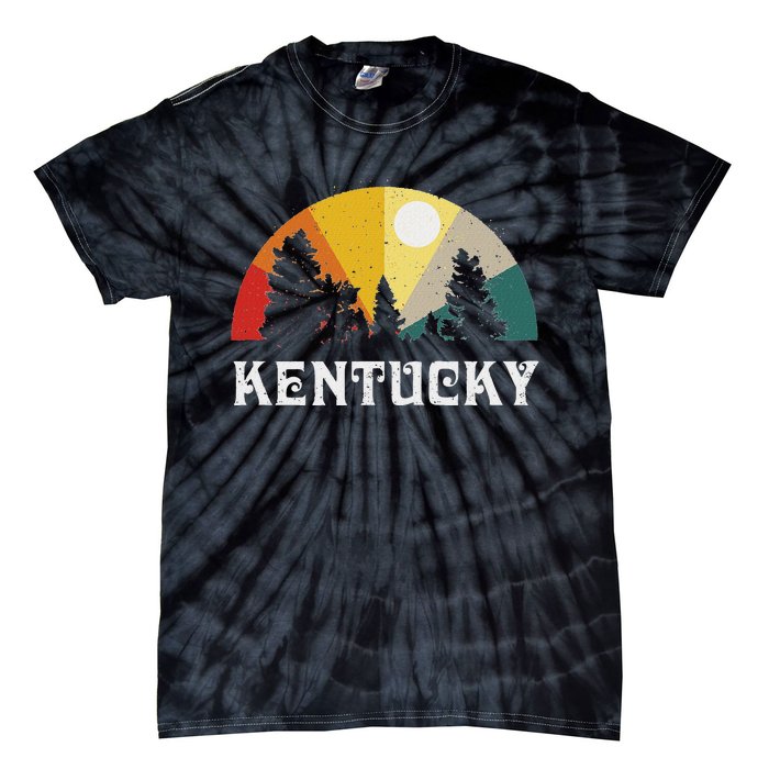 Kentucky Souvenir Forest Evergreen Sunset Nature Lover Tie-Dye T-Shirt