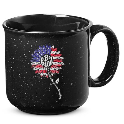 Kindness Sunflower Flag 4th July Patriotic Flower Plus Size 15oz Campfire Ceramic Mug
