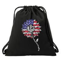Kindness Sunflower Flag 4th July Patriotic Flower Plus Size Drawstring Bag