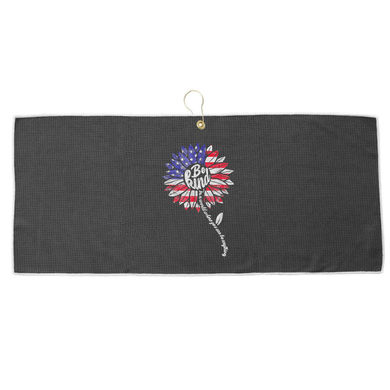 Kindness Sunflower Flag 4th July Patriotic Flower Plus Size Large Microfiber Waffle Golf Towel