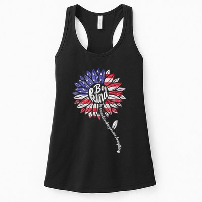 Kindness Sunflower Flag 4th July Patriotic Flower Plus Size Womens Tank Top
