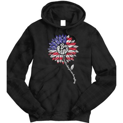 Kindness Sunflower Flag 4th July Patriotic Flower Plus Size Tie Dye Hoodie