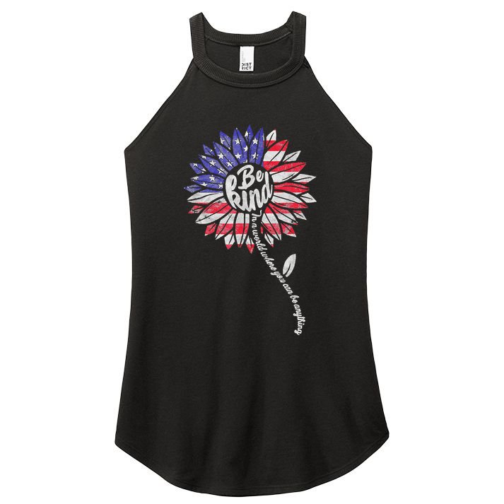 Kindness Sunflower Flag 4th July Patriotic Flower Plus Size Women's Perfect Tri Rocker Tank