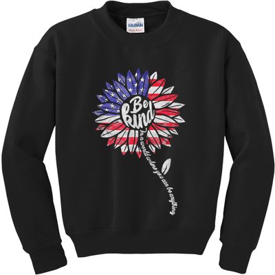 Kindness Sunflower Flag 4th July Patriotic Flower Plus Size Kids Sweatshirt
