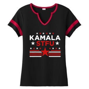 Kamala Stfu Funny Kamala Harris Usa Flag Ladies Halftime Notch Neck Tee